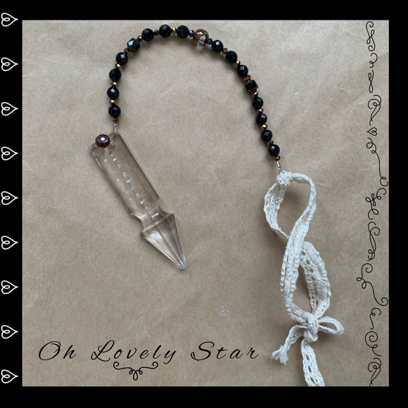 Vintage Crystal Hanging Drop w Bead Wall / Car - Picture 2 of 16